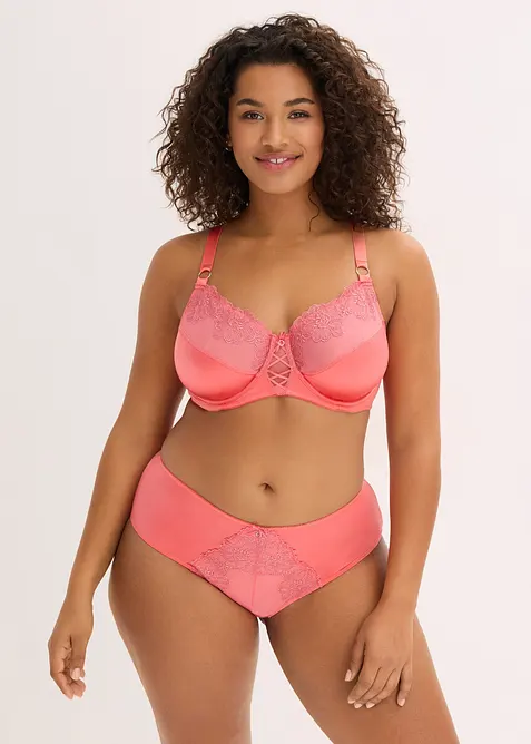 Podprsenka s kosticemi a třpytivou květovanou krajkou, bonprix