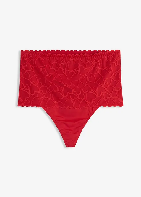 Stahovac&iacute; tanga se srd&iacute;čkovou krajkou, středn&iacute; tvaruj&iacute;c&iacute; efekt, bonprix