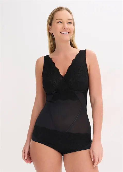 Stahovac&iacute; body s lehk&yacute;m tvaruj&iacute;c&iacute;m efektem a krajkou, bonprix