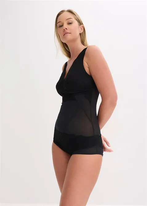 Stahovac&iacute; body s lehk&yacute;m tvaruj&iacute;c&iacute;m efektem a krajkou, bonprix