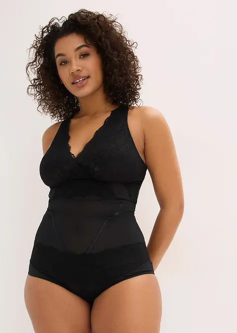 Stahovac&iacute; body s lehk&yacute;m tvaruj&iacute;c&iacute;m efektem a krajkou, bonprix