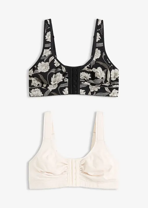 Podprsenka se zap&iacute;n&aacute;n&iacute;m vpředu, bez kostic, s organickou bavlnou (2 ks v balen&iacute;), bonprix