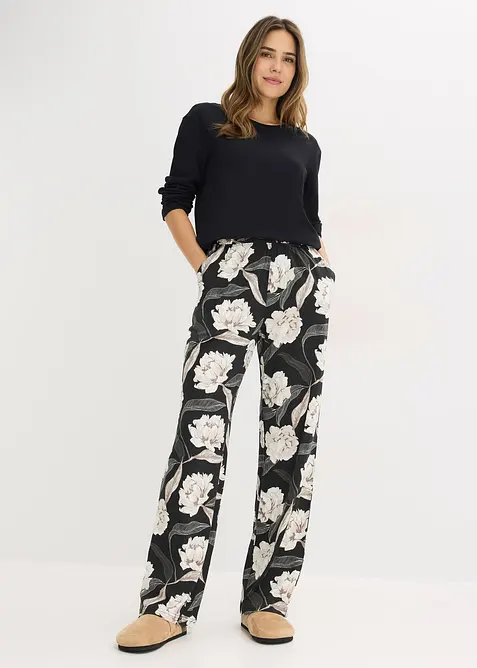 Pyžamo s visk&oacute;zou a &scaron;irok&yacute;mi nohavicemi, bonprix