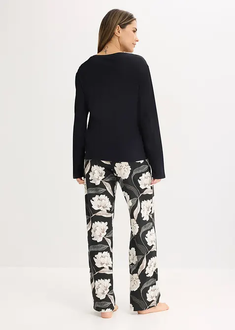 Pyžamo s visk&oacute;zou a &scaron;irok&yacute;mi nohavicemi, bonprix