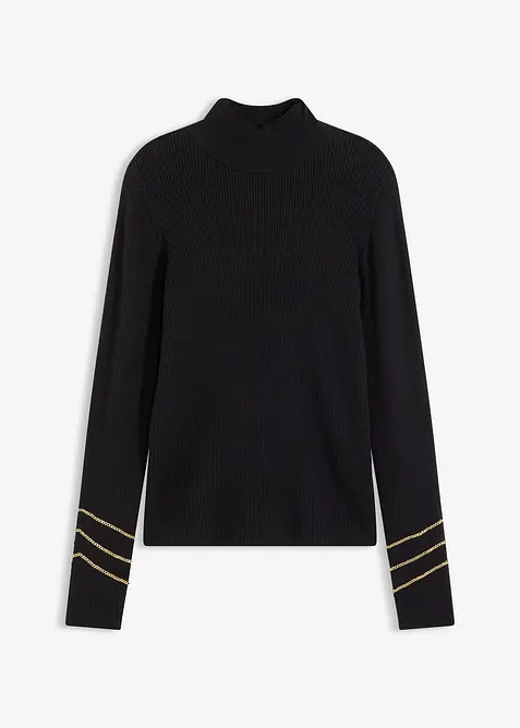 Svetr z jemn&eacute; pleteniny, se zlat&yacute;mi řet&iacute;zky, bonprix