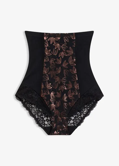 Stahovac&iacute; kalhotky s vysok&yacute;m pasem, siln&yacute; tvaruj&iacute;c&iacute; efekt a třpytiv&yacute; design, bonprix