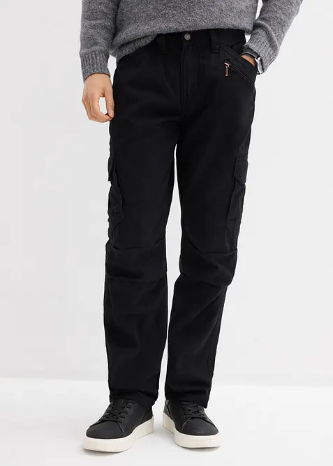Cargo kalhoty z robustn&iacute; čist&eacute; bavlny, Relaxed Fit, Straight, bonprix
