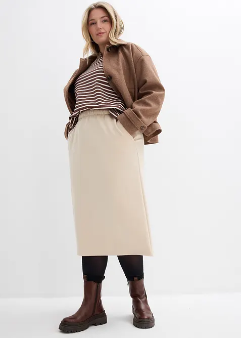 Midi sukně z měkk&eacute;ho materi&aacute;lu scuba, bonprix