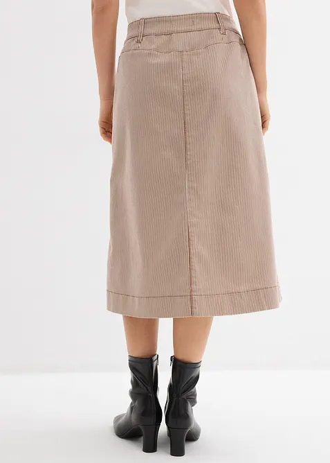 Proužkovan&aacute; midi sukně s knofl&iacute;kovou li&scaron;tou, bonprix