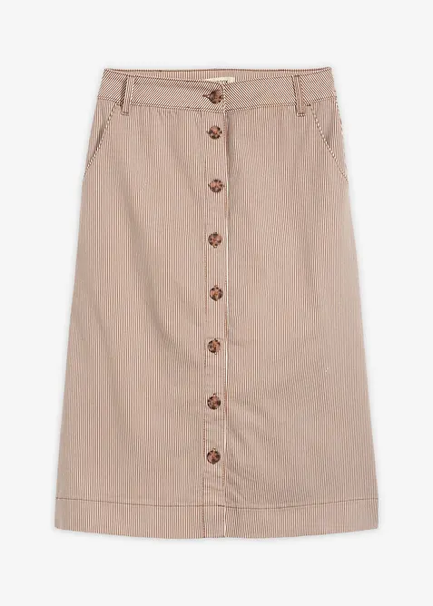 Proužkovan&aacute; midi sukně s knofl&iacute;kovou li&scaron;tou, bonprix