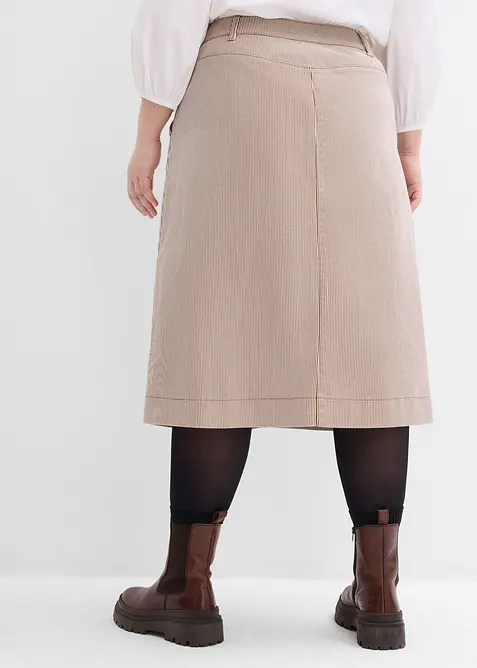 Proužkovan&aacute; midi sukně s knofl&iacute;kovou li&scaron;tou, bonprix