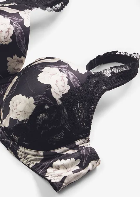 Vyztužen&aacute; podprsenka s leskl&yacute;m efektem a krajkov&yacute;mi detaily, bonprix