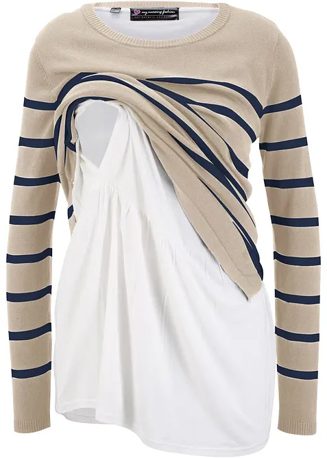 Lehk&yacute; těhotensk&yacute; svetr s koj&iacute;c&iacute; funkc&iacute; 2 v 1, bonprix