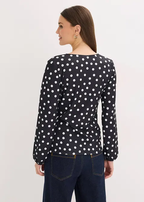 Tričko s dlouh&yacute;m ruk&aacute;vem, ze strukturovan&eacute;ho žerzeje, bonprix