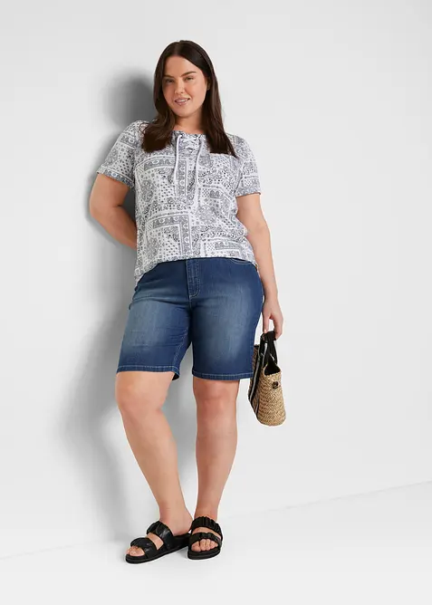 Dž&iacute;nov&eacute; bermudy, Mid Waist, bonprix