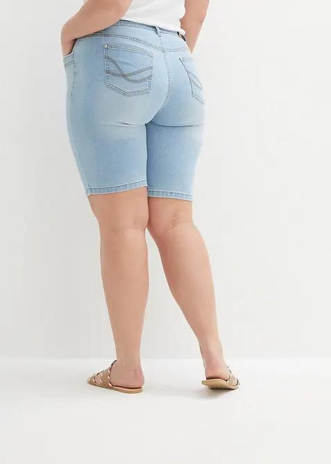 Dž&iacute;nov&eacute; bermudy Slim Fit Mid Waist, bonprix