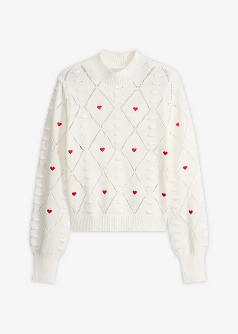 Ažurov&yacute; svetr z bavlněn&eacute; směsi, bonprix