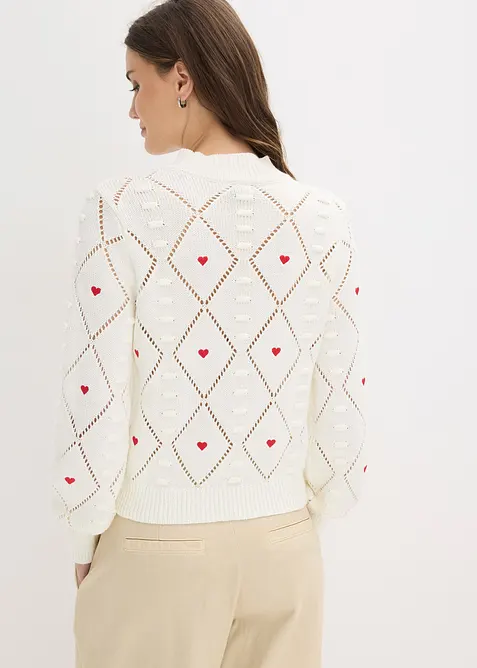 Ažurov&yacute; svetr z bavlněn&eacute; směsi, bonprix
