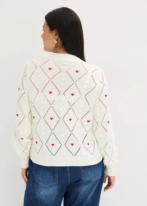 Ažurov&yacute; svetr z bavlněn&eacute; směsi, bonprix