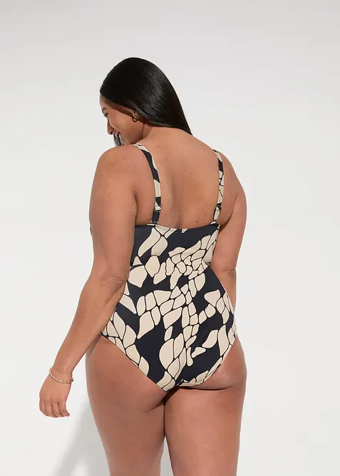 Stahovac&iacute; jednod&iacute;ln&eacute; plavky, lehk&yacute; tvaruj&iacute;c&iacute; efekt, s v&yacute;střihem do V, bonprix