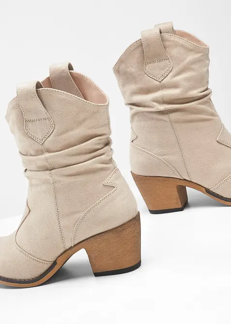 Kovbojsk&aacute; kotn&iacute;kov&aacute; obuv s nařasen&iacute;m, bonprix