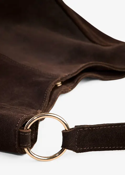 Kabelka z velurov&eacute; kůže, s dekorativn&iacute;m n&aacute;hradn&iacute;m řem&iacute;nkem, bonprix