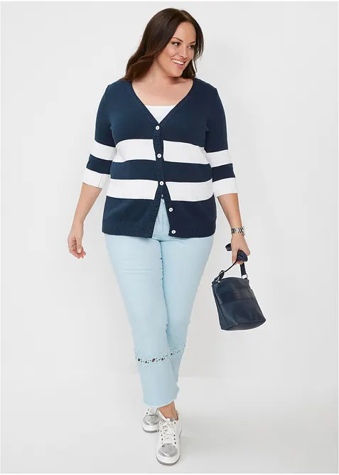 Bavlněn&yacute; pleten&yacute; kab&aacute;tek s proužky, bonprix