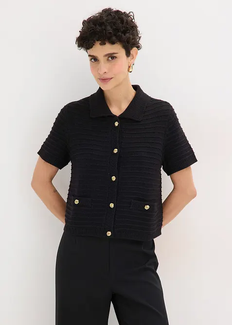 Pleten&yacute; kab&aacute;tek s ozdobn&yacute;mi knofl&iacute;ky, bonprix