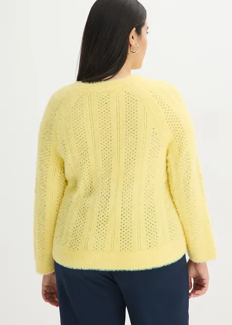 Ažurov&yacute; svetr s peř&iacute;čkovou př&iacute;z&iacute;, bonprix