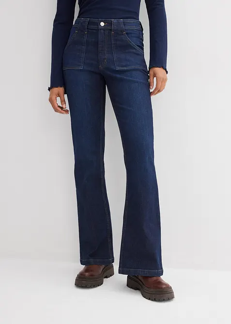 Dž&iacute;ny do zvonu, High Waist, organick&aacute; bavlna, bonprix