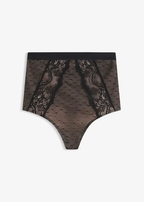Stahovac&iacute; kalhotky tanga s krajkou, středn&iacute; tvaruj&iacute;c&iacute; efekt, bonprix