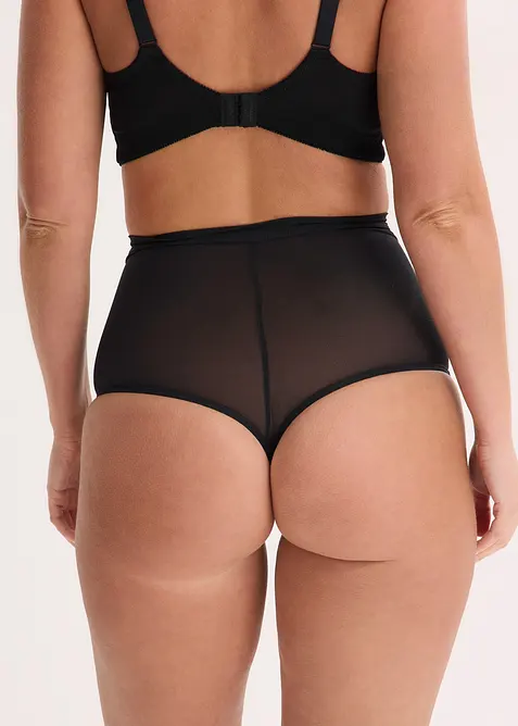 Stahovac&iacute; kalhotky tanga s krajkou, středn&iacute; tvaruj&iacute;c&iacute; efekt, bonprix