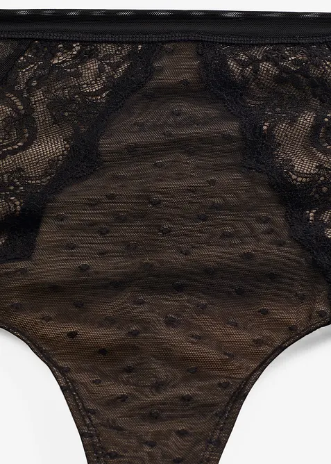 Stahovac&iacute; kalhotky tanga s krajkou, středn&iacute; tvaruj&iacute;c&iacute; efekt, bonprix