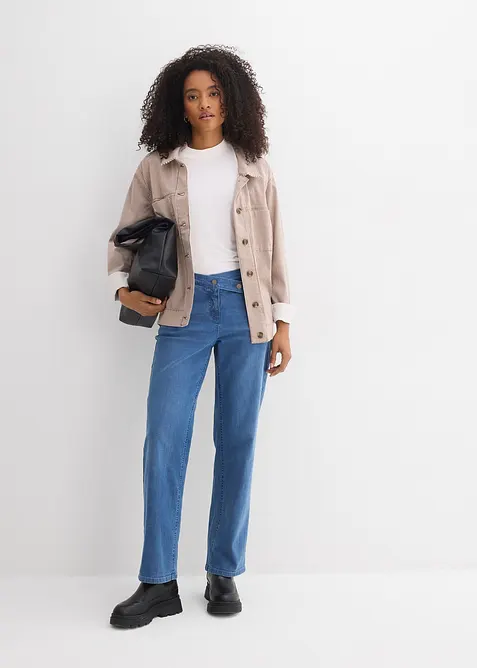 Dž&iacute;ny Loose Straight, Mid Waist, organick&aacute; bavlny, bonprix