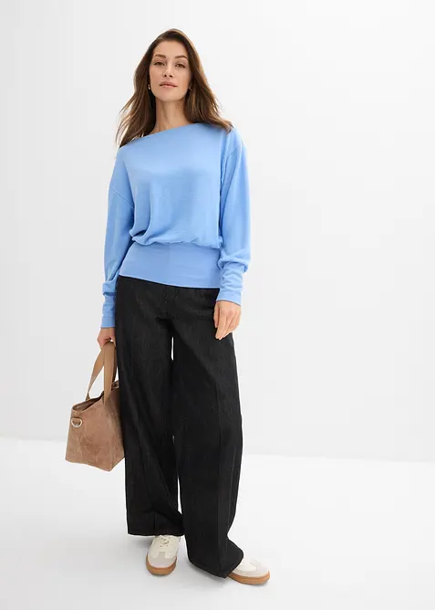 Tričko s dlouh&yacute;m ruk&aacute;vem, z měkk&eacute; visk&oacute;zov&eacute; směsi, bonprix