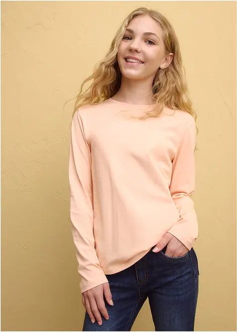 Tričko s dlouh&yacute;m ruk&aacute;vem, z čist&eacute; organick&eacute; bavlny (3 ks v balen&iacute;), bonprix