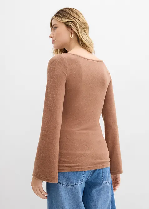 Triko s dlouh&yacute;m ruk&aacute;vem, z měkk&eacute; visk&oacute;zov&eacute; směsi, bonprix