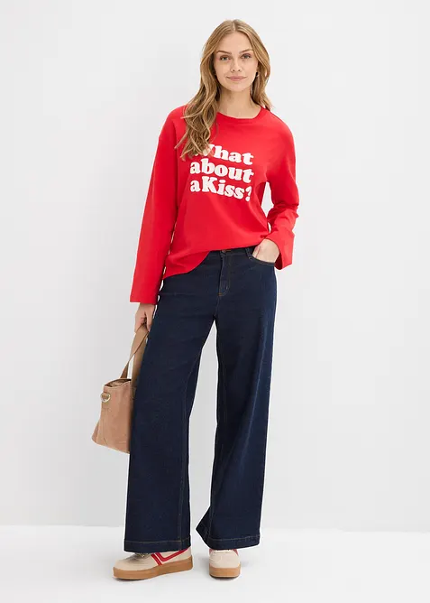 Triko s dlouh&yacute;m ruk&aacute;vem, z těžk&eacute; bavlny, bonprix