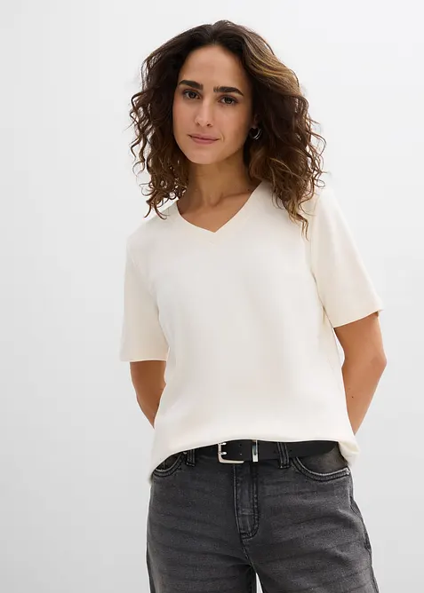 Triko z těžk&eacute;ho žerzeje z čist&eacute; organick&eacute; bavlny (2 ks v balen&iacute;), bonprix