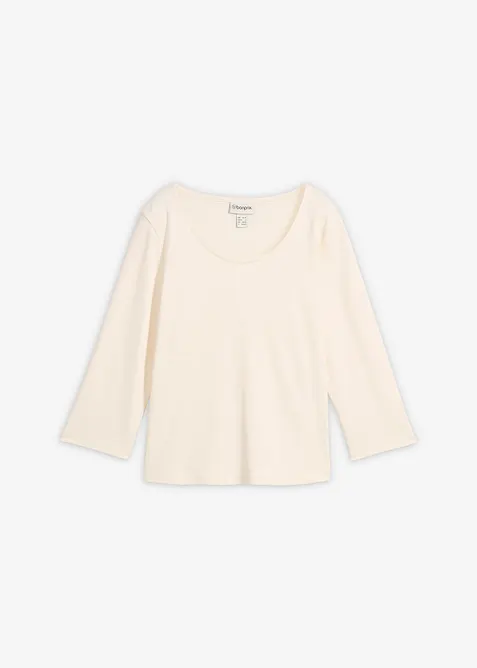 Tričko z těžk&eacute;ho žerzeje z čist&eacute; organick&eacute; bavlny, 3/4 ruk&aacute;v, bonprix