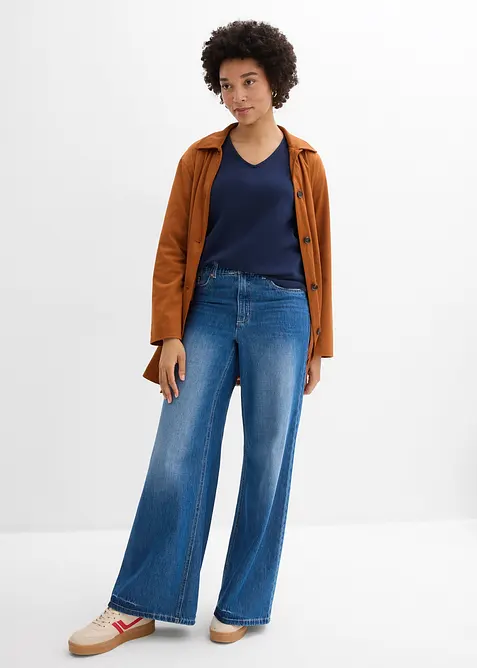 Tričko z těžk&eacute;ho žerzeje z čist&eacute; organick&eacute; bavlny, 3/4 ruk&aacute;v, bonprix