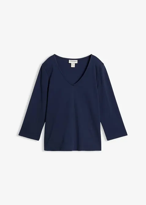 Tričko z těžk&eacute;ho žerzeje z čist&eacute; organick&eacute; bavlny, 3/4 ruk&aacute;v, bonprix