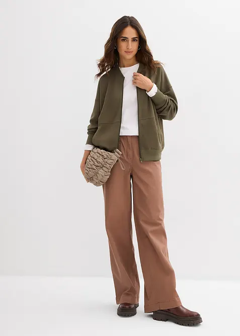 Oversize prop&iacute;nac&iacute; mikina z materi&aacute;lu scuba, bonprix