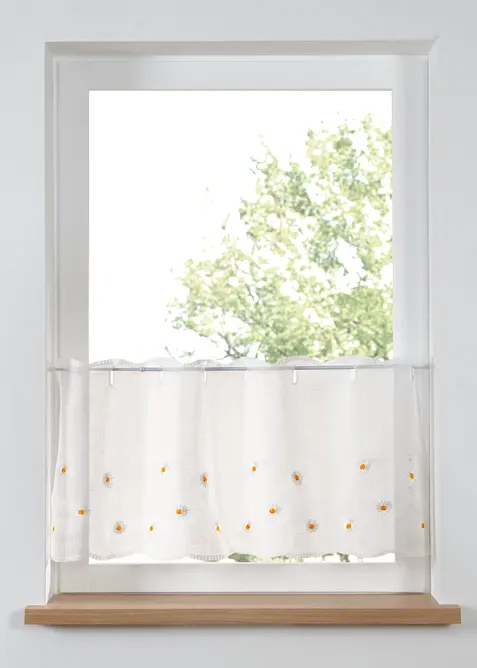 Vitr&aacute;žkov&aacute; z&aacute;clona s květinovou v&yacute;&scaron;ivkou, bonprix