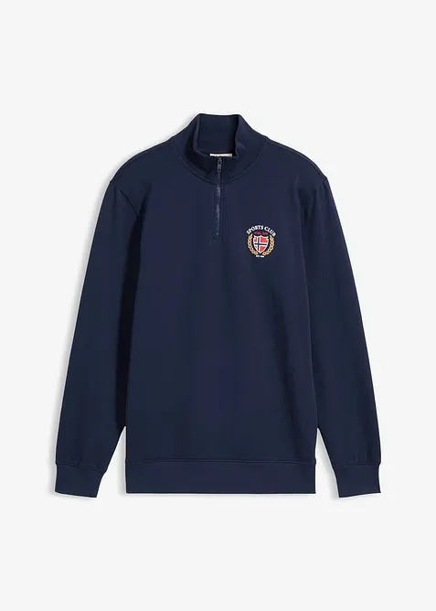 Mikina s l&iacute;mcem na zip, z čist&eacute; bavlny, bonprix