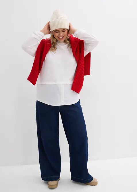 Tričko s halenkovou vsadkou, bonprix