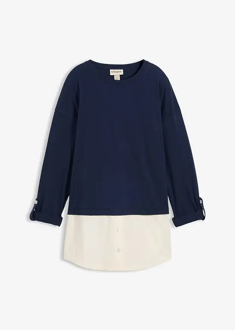 Tričko s halenkovou vsadkou, bonprix