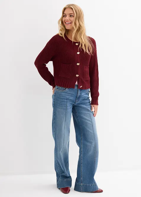 Kab&aacute;tek z hrub&eacute; pleteniny, s tepan&yacute;mi knofl&iacute;ky, bonprix