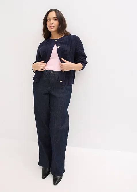 Kab&aacute;tek z hrub&eacute; pleteniny, s tepan&yacute;mi knofl&iacute;ky, bonprix