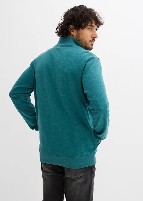 Mikina na zap&iacute;n&aacute;n&iacute; se stoj&aacute;čkem a s detaily z imitace kůže, bonprix